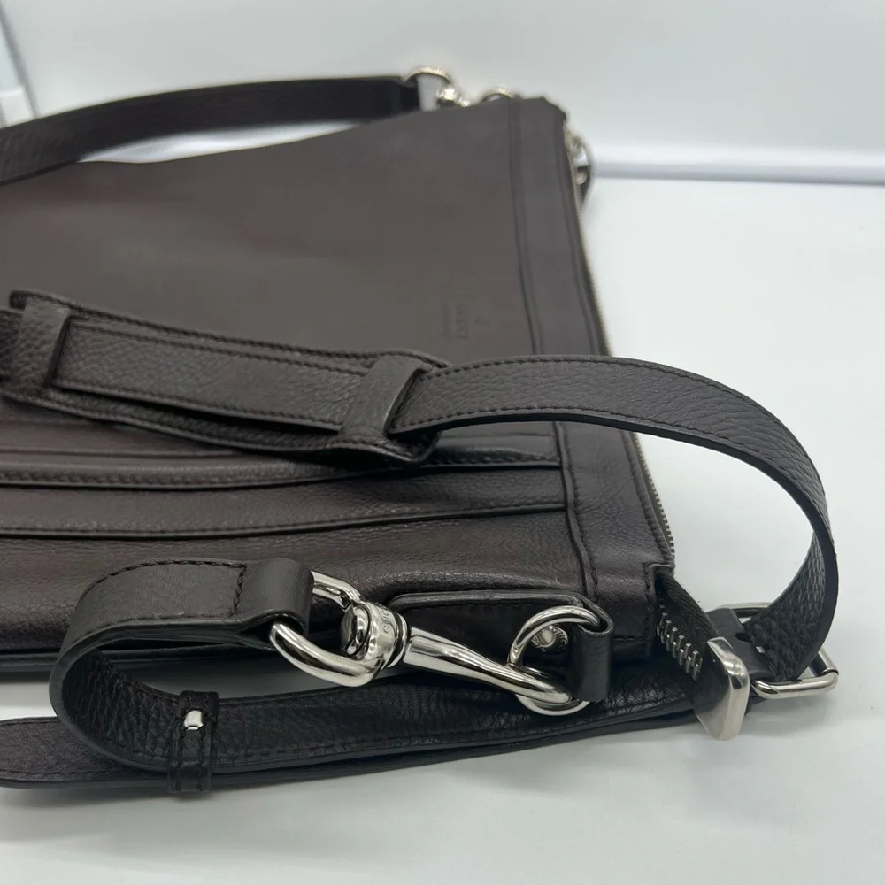 GUCCI Men's 233329 Dark Brown Pebbled Leather Adjustable Messenger Crossbody Bag - Picture 9 of 17